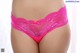 A woman wearing a pink panties with a pink bow.